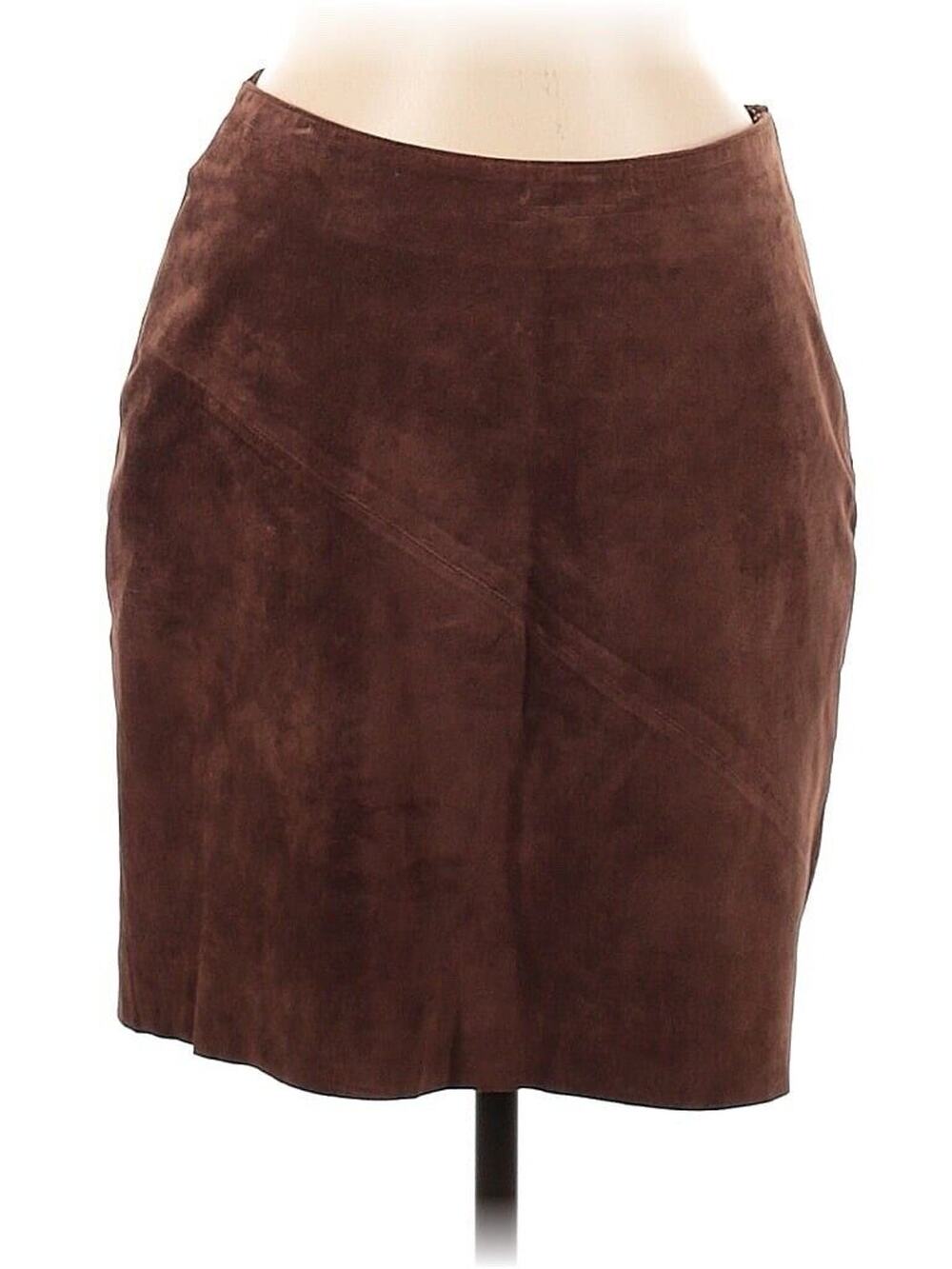 VTG Itw Leather Suede Soft Brown Tan Mini Skirt 6
